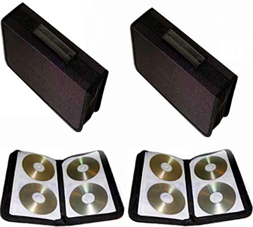 Trendsky 2 Stück 96er CD/DVD/BD Tasche Box Mappe mit Hüllen, Nylon, schwarz | Archivierungsmappe für 96 Discs, Koffer