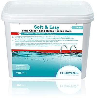 BAYROL Soft & Easy - Granulat-Kombination auf Aktivsauerstoff-Basis - 4,48 kg - für Desinfektion, Algenverhütung & Klareffekt - Wasserpflege für Pools - in vordosierten Beuteln - ohne Chlor