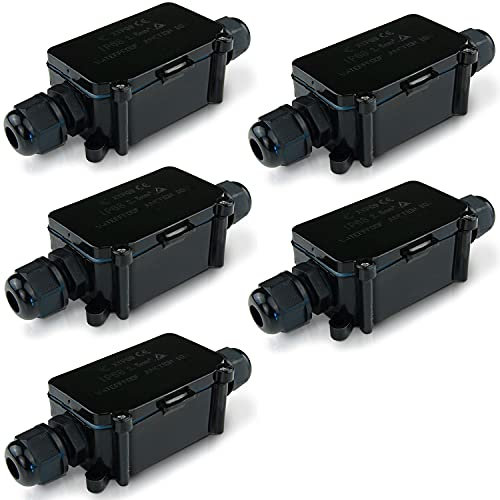 5x Outdoor Abzweigdose | IP68 | Wasserdichte Verbindungsdose | für 4-8 mm Kabeldurchmesser | Schutzbox für Lüsterklemmen | Kabelverbinder Kabelmuffe Verteilerdose Anschlussdose Erdkabel | 5 Stück