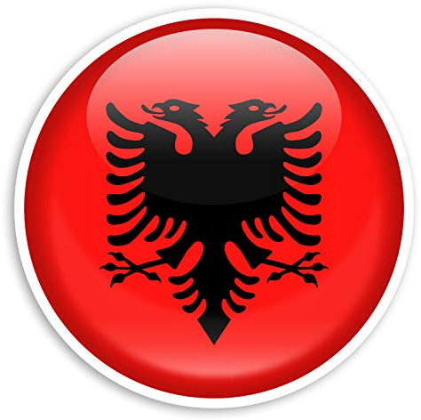 Destination Vinyl Ltd 2 x 10 cm Glänzende Albanien-Flagge Vinyl-Aufkleber - Ideal für Fahrzeuganwendungen oder Kunsthandwerk