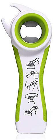 Ouken 5 in 1 Bottle Opener, Can Bottle Jar Opener, Multi, Manual All in One Can - Green