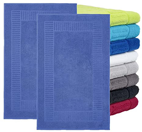 BaSaTex - 2er Pack Badvorleger für Dusche & Badewanne - Badematte Saugfähig & Schnelltrocknend in 60x90cm - Aus 100% Baumwolle & 800 g/m² - Duschvorleger Öko-Tex Made in Green zertifiziert - Royalblau