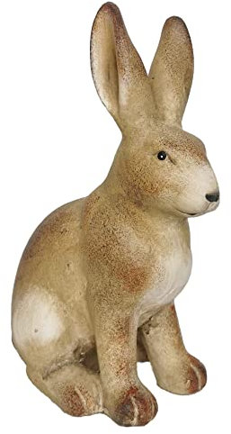 DEKOlia Deko Figur Hase braun Keramik Ostern 25cm Osterhase Osterfigur Garten Balkon wetterfest