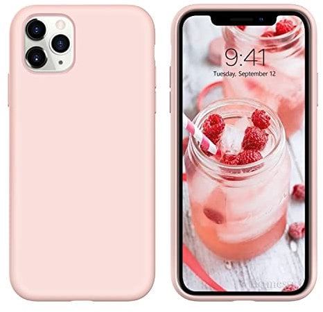 DOMAVER Case for iPhone 11 Pro Slim Liquid Silicone Lightweight Smooth Soft Gel Rubber Microfiber Lining Cushion Texture Cover Shockproof Protective Phone Cases for iPhone 11 Pro 5.8 Inch 2019 Pink