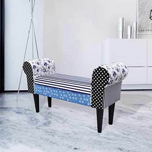 INLIFE Bank Patchwork Blau & Weiß