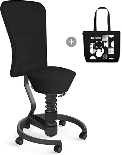aeris Swopper – Hocker mit Lehne – Bürohocker höhenverstellbar – Schreibtischstuhl gegen Rückenschmerzen – Ergonomischer Bürostuhl und Sitztrainer, Feder Low