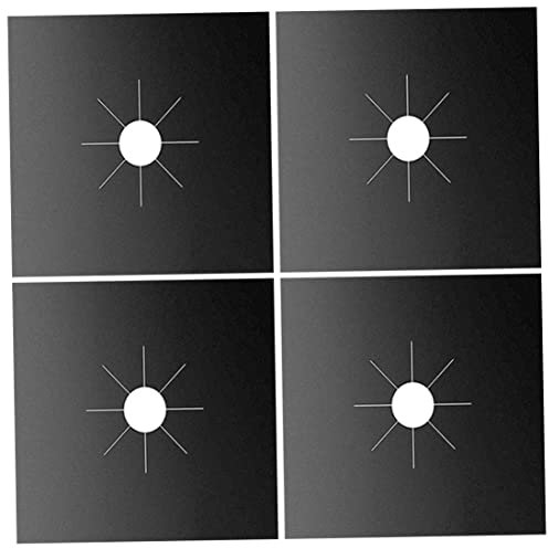 Gas Stove Burner Cover Reusable Hob Range Heat Resistant Stovetop Mat Protectors 4 Pcs Black