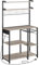 VASAGLE Küchenregal, Standregal mit Steckdosen, Kaffeebar, Bäckerregal, 8 S-Haken, mit Korb, Gewürzregal, 40 x 90 x 165,5 cm, greige meliert-tintenschwarz KKS031K12