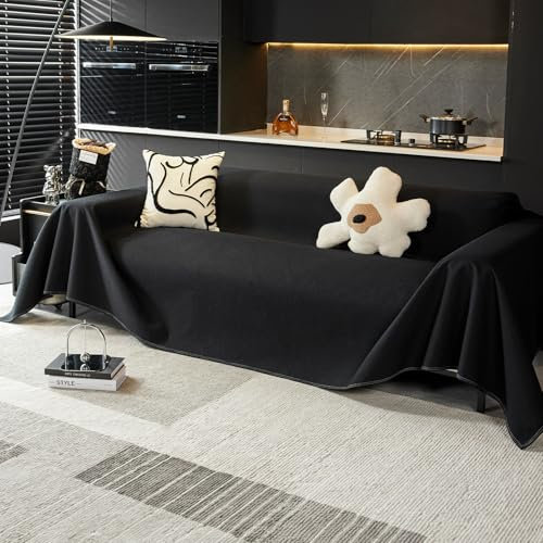 VanderHOME Waffel Sofaüberwurf wasserdichte Sofaüberwurf Antirutsch Sofahusse Schutz vor Haustier Katze Hunde Sofa überwurf 190 * 150cm-Schwarz