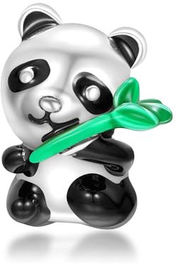 Symretie 925 Sterling Silber Panda Charms Anhänger Kompatibel mit Europäischen Armbändern und Halskette - Tier Bead Charm für Frauen Mädchen