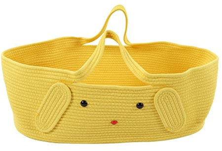 Alomejor Faltbarer Wickelkorb, Baby-Wickelkorb, Baby-Schlaf-Tragekorb mit Matratzenauflage, Moses-Körbe (Yellow)