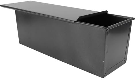 Amosfun Pullman Loaf Pan with Lid Non-Stick Bakeware Stainless Steel Corrugated Bread Toast Box Mold with Cover Bread Tin for Baking Bread Cake Meatloaf 750g