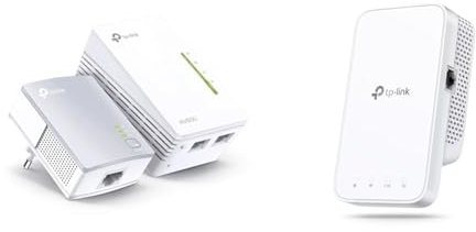 TP-Link Kit CPL WiFi TL-WPA4220 (WLAN 300 Mbit/s, CPL AV600, Clone WiFi, 3 Ports LAN, Plug and Play & Répéteur WiFi RE330 Amplificateur WiFi AC1200 Mbps,WiFi Extender jusqu'à 120㎡, Bouton WPS