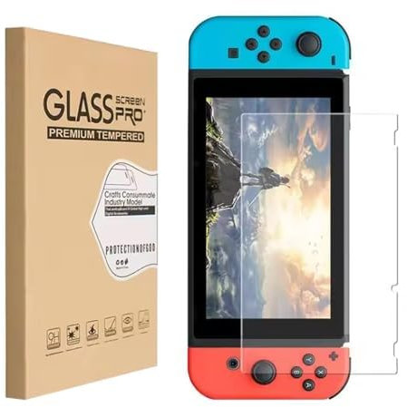 Shunwige Protector de pantalla de cristal templado,Diseñado para Nintendo Switch,Cristal templado/Marco de alineación/Resistente a arañazos/Sólo cubre el área de la pantalla
