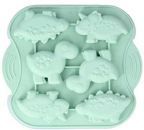 Culnflun Kuchen, Tierförmiger Silikonkuchen, flexibles Backwerkzeug für Kinderküche, dunkelgrün, 6 Mulden