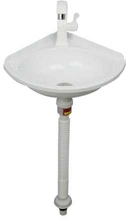 Ausgussbecken Wand Waschbecken Kleine Hängewaschbecken Wandmontage Spülbecken, Handwaschbecken aus Kunststoff Becken inkl. Ablaufgarnitur Eckwaschbecken für WC Keller Baustellen