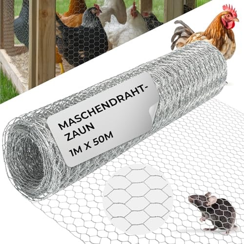 STREND PRO Maschendrahtzaun | Verzinkt | 1m x 50m | 0,7 mm, 13mm HEX | Kaninchendraht, Hasendraht, Volierendraht für Garten & Tierhaltung | Hasengitter, Hühnerzaun, Gartenzaun