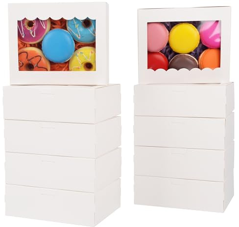 GXFCING 15 Stück Weiße Keks-Boxen mit Fenster 15,3 x 12,7 x 5,1 cm Kleine Tortenschachtel Kuchenboxen Geschenkbox Cookies Muffin Kuchen Kekse Pralinen Boxen für Hochzeit Gunst Geburtstag＆Party