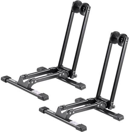 VEVOR Support à Vélo Lot de 2, Porte-vélos Pliable, Compatible avec VTT et Vélos 508-736,6 mm, Support de Rangement de Bicyclette Acier au Carbone, Range Vélo Sol pour Espace Réduit, Entrée, Garage