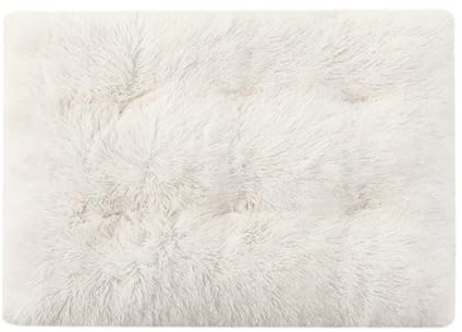 Mateju Hundebett Rechteckig Flauschig, Plüsch Haustierbett Katzenbett Flauschig Weiche Warme Hundekissen mit rutschfest Unterseite Katzenkissen für Mittelgroße Kleine (Weiß,M 65x50cm)