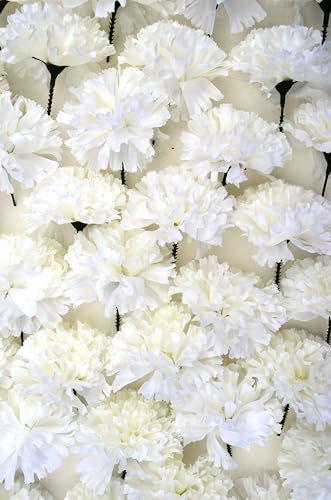 140 x Artificial Ivory Carnation Flowers Picks for Floral Foam Tributes and Funeral Arrangements (Ivory)