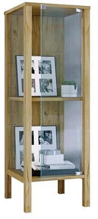 VCM Glasvitrine stehend Jensol S – Vitrinenschrank mit ESG-Sicherheitsglas, Moderne Standvitrine, Glasfront & Seitenteile, platzsparende Vitrine, ca. 98 x 33 x 35 cm