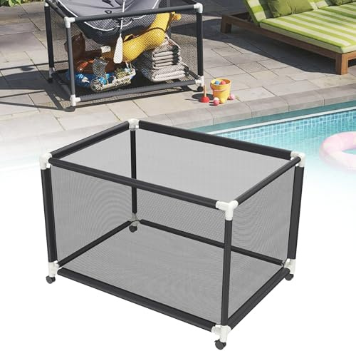 YZNAHRE Pool Aufbewahrungswagen S Rollwagen UV-beständig, demontierbarer Organizer für Poolzubehör & Schwimmspielzeug, Aufbewahrungsbox mit Rollen