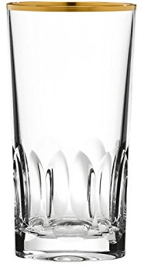 ARNSTADT KRISTALL Longdrinkglas Wasserglas Saftglas Harmony Gold (14 cm) - Kristallglas mundgeblasen · handgeschliffen · Handmade in Germany · inkl. 24 Karat Goldrand