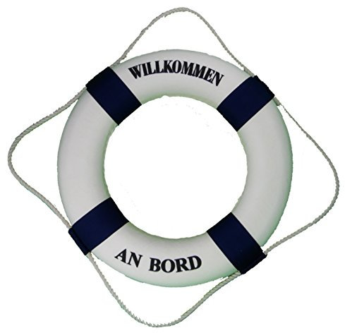 osters muschel-sammler-shop großer DEKO Rettungsring blau-Weiss Ø 50cm Willkommen an Bord - Maritime Fischernetzdekoration - Muscheln und Schnecken