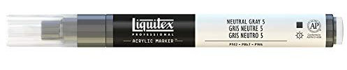 Liquitex 4625599 Professional Paint Marker, Acrylmarker mit hochpigmentierte Acrylfarbe auf Wasserbasis für den Innenbereich & Außenbereich, feine Spitze - Neutralgrau Nr. 5