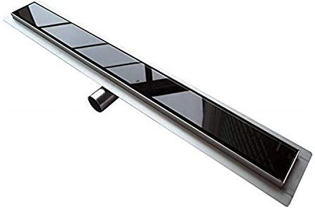 Idralite Canaleta de desagüe de Acero INOX con Rejilla en Vidrio Negro 110 cm Mod. Glass