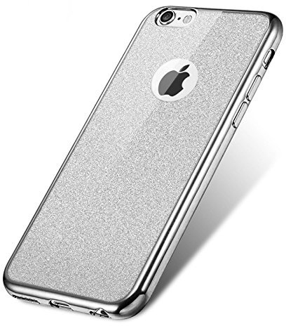 Visibee - Silver iPhone 6 6s Case, Bling Glitter Detachable Ultra-Thin Electroplating Technology Soft Gel TPU Silicone Case
