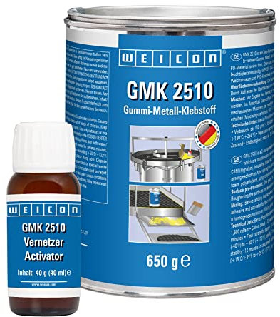 WEICON GMK 2510, 690 g, 2K Gummi-Metall-Kleber, extrem stark, Kontaktkleber mit Vernetzer schwarz