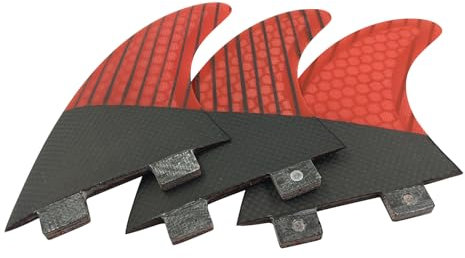 UPSURF Surfbrett Tri Fin FCS Flossen Carbon G5/G3 Größe Rot Thruster Medium Set Klein, G3