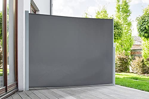 empasa Seitenmarkise Start 2.0 Sichtschutz Sonnenschutz Windschutz Markise ausziehbar für Garten, Balkon und Terrasse, mit Standfuß, Farbe:anthrazit, Größe:160 x 300