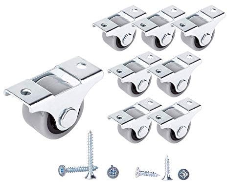 Set di 8 rotelle da 25 mm in gomma e plastica con piastra in metallo, misura piccola, adatte a mobili e apparecchiature