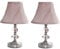 MiniSun | Modern Polished Chrome and Pink Touch Table Lamps with Pleated Shades | Table Lamps, Home Décor & Improvement Essential | Set of 2
