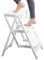 XWZJY Subir Escalera Taburete de 3 peldaños Plegable Silla de escaleras Cocina casera de Doble Uso Interior Escalera de Madera Pedal Ancho Grueso para Adultos (Color: Blanco)