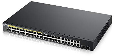 Zyxel Commutateur Switch 48 Ports Gigabit PoE | Gestion Intelligente | Montage en Rack | 48 ports PoE+ avec une Puissance de 170 Watts et 2 Ports SFP | VLAN, IGMP, QoS [GS1900-48HP]