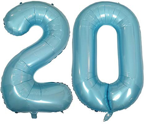 DIWULI Luftballon 20 Geburtstag XXL Blau Zahlen-Ballon Deko