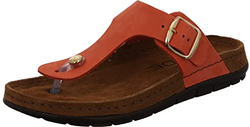 Rohde Damen Zehentrenner Pantolette Leder Rodigo-D 5860, Größe:39 EU, Farbe:Rot