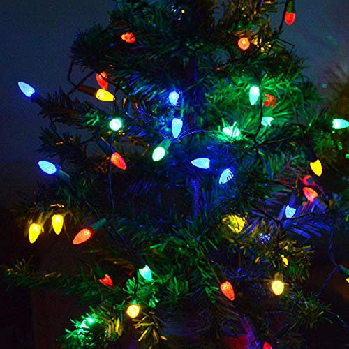 Homeleo 50 Counts Multi-Coloured Led Christmas Lights, Battery Powered String Lights, Strawberry Shaped Fairy Lights for Christmas Wreath Garland Tree Decorations