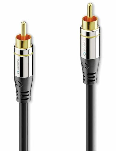 sonero® Premium 1,00m de Cable Cinch, 1x Enchufe Cinch a 1x Enchufe Cinch, Apto para Amplificador, subwoofer, Beamer, Receptor AV, Negro