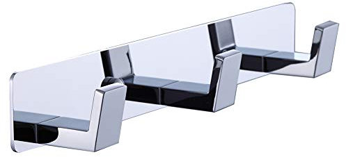 BOOKARROW 3 Bathroom Towel Hooks Wall Mount Screw Foxed Door Hooks Chrome Coatl and Robe Rack in Bathroom or Kitchen 410-3