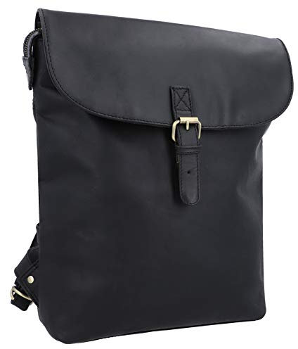 Gusti Leder Rucksack Mauro G – Reiserucksack & Klickfix Lenkertasche – Fahrradtasche aus echtem Leder für Damen – Schwarz