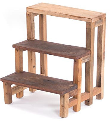 DESIGN DELIGHTS Holz PFLANZENTREPPE Palco | 3 Ebenen, Mahagoni, 46x40 cm | Blumentreppe, Pflanzregal, Blumenständer, Kräuterregal, Pflanzetagere, Pflanzenleiter