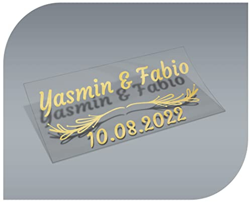 Personalisierbare Aufkleber mit Namen und Datum, Aufkleber für Einladungen, Hochzeit, Taufe, Verlobung, Kommunion, Geburtstag, Party, Vintage, Stempel (Modell 1)