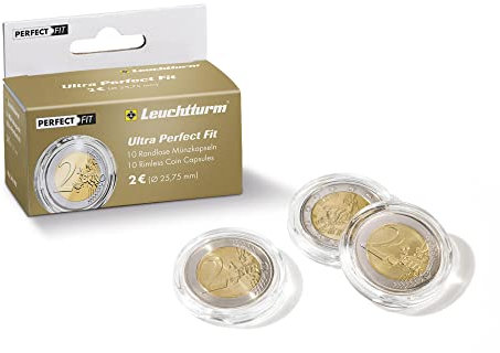 Leuchtturm 365347 Capsules pour pièces de Monnaie Ultra - 40 pièces pour 2 Euros - enveloppe Transparente et Claire pour pièce de Collection de 25,75 mm