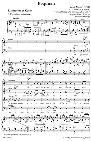 Requiem (vervollständigt von Michael Ostrzyga). Klavierauszug vokal, Urtextausgabe. BÄRENREITER URTEXT
