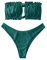 ZAFUL Damen Bikini Set, schulterfrei Bandeau mit Kordelzug & Rüschen High Cut Einfarbig Bademode (A-Pfauenblau,S)